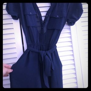 Navy Blue Romper WITH pockets open back!